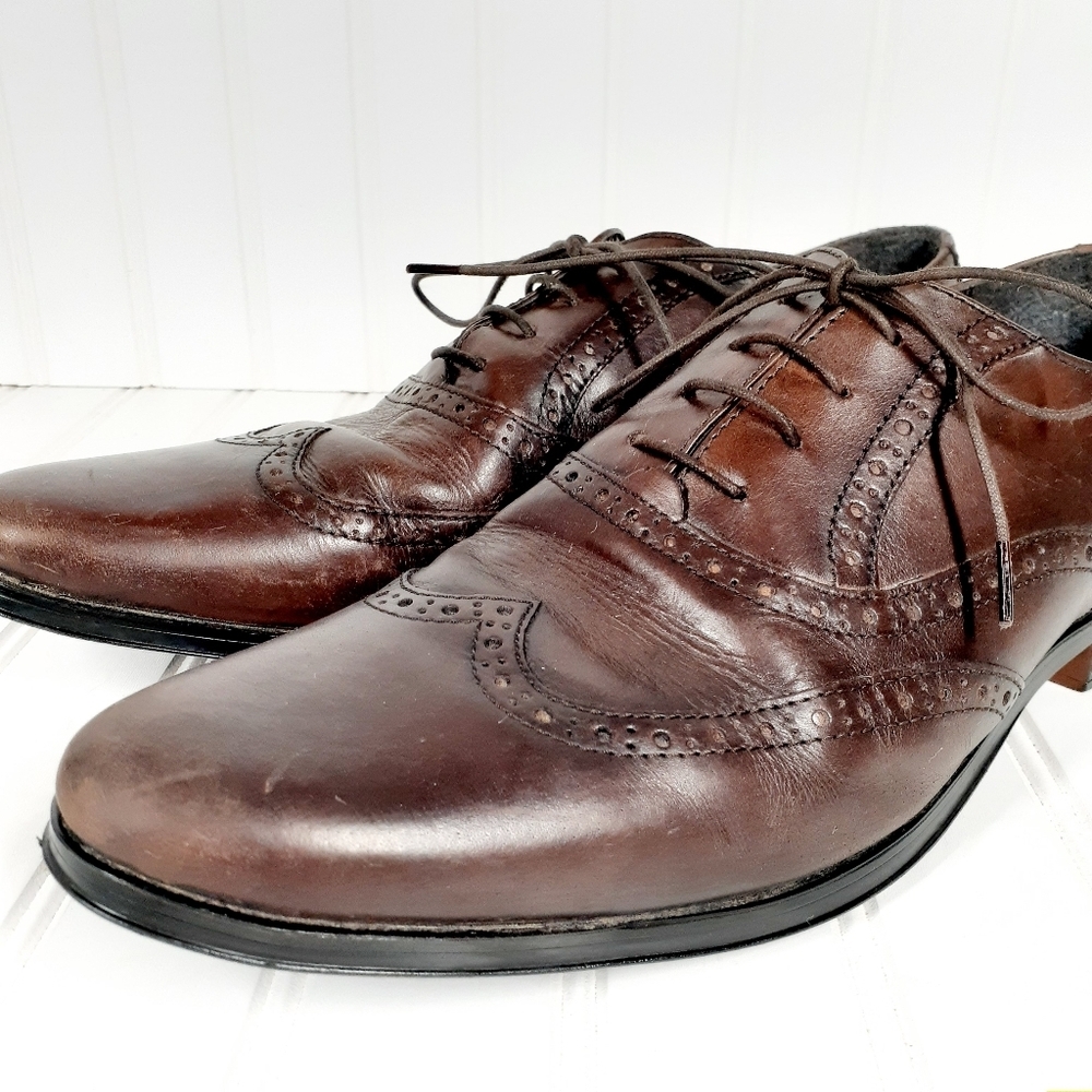 ASOS DESIGN Oxford Brogue Shoes In Brown Leather F910 - Picture 5 of 12